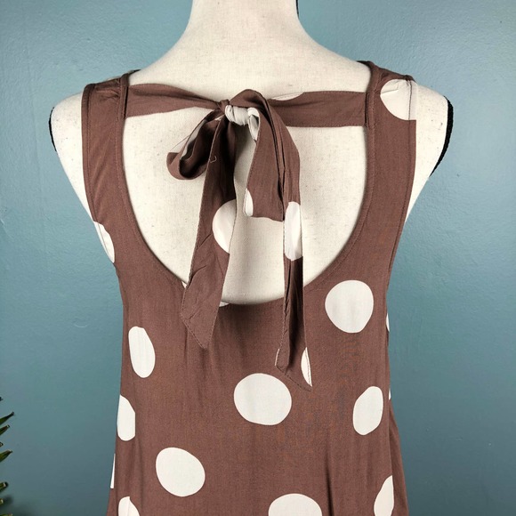 LOFT Brown Polka Dot Dress Drop Waist XS - Picture 12 of 13